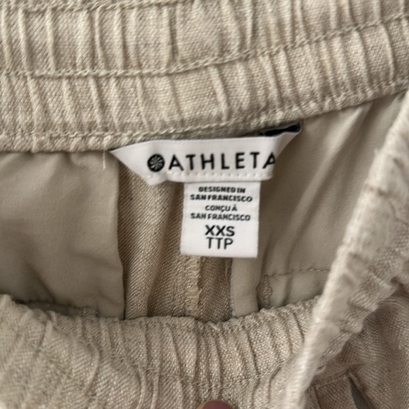 EUC Athleta Retreat Linen Mid Rise Wide Leg Pant XXS Undyed - Picture 4 of 5